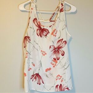 Crescent Floral Camisole in White and Red